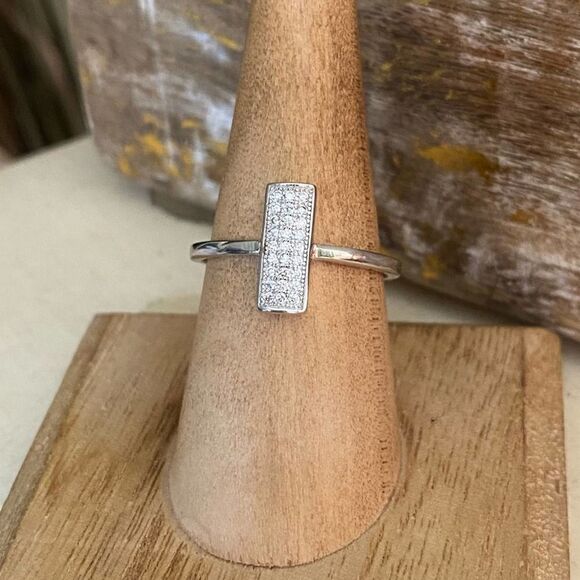 Micro Pave Cubic Zirconia Sterling Silver Ring - Picture 5 of 6